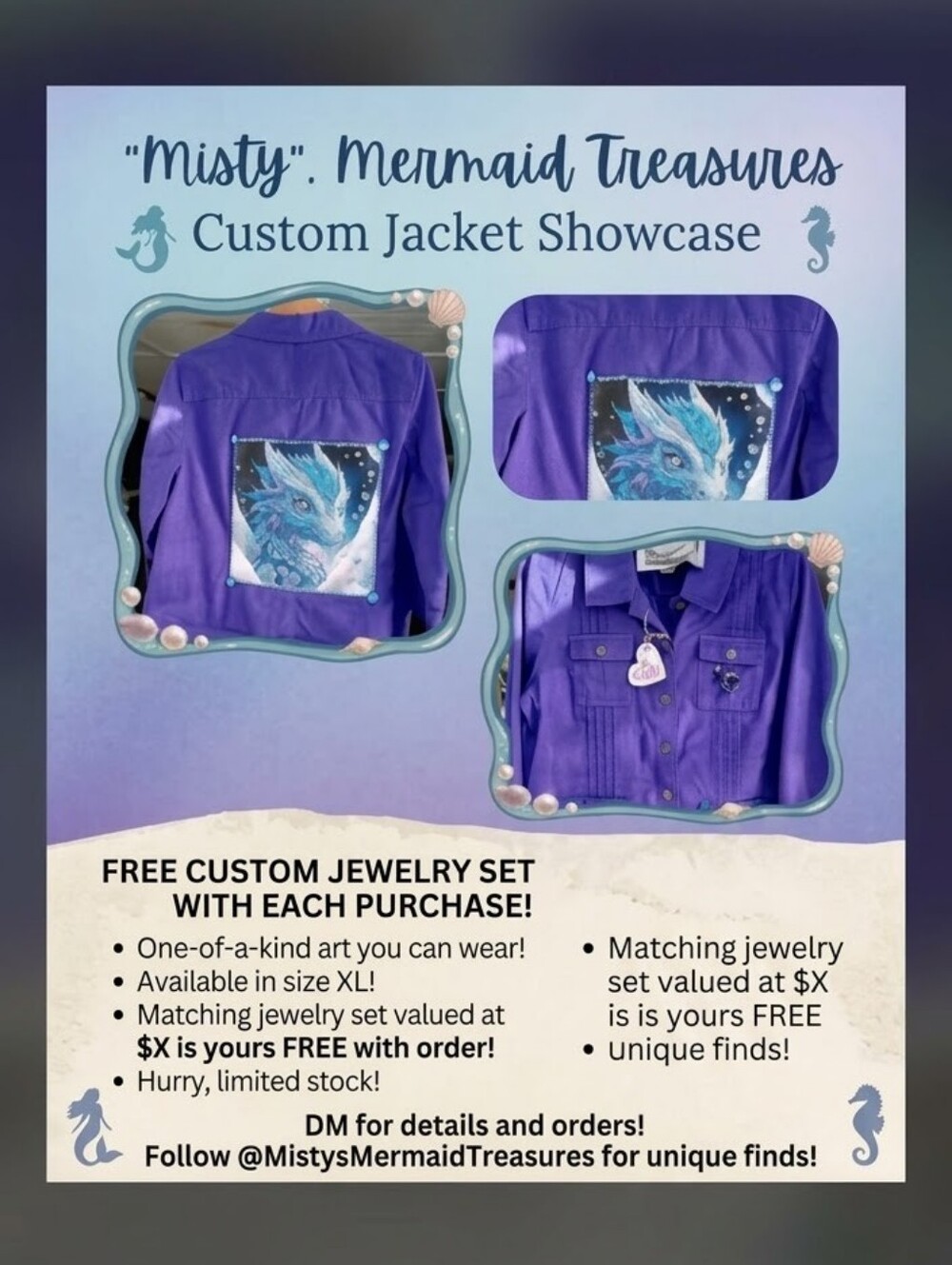 Christopher & Banks Purple Jacket with Blue Dragon Appliqué Sizr P/l
